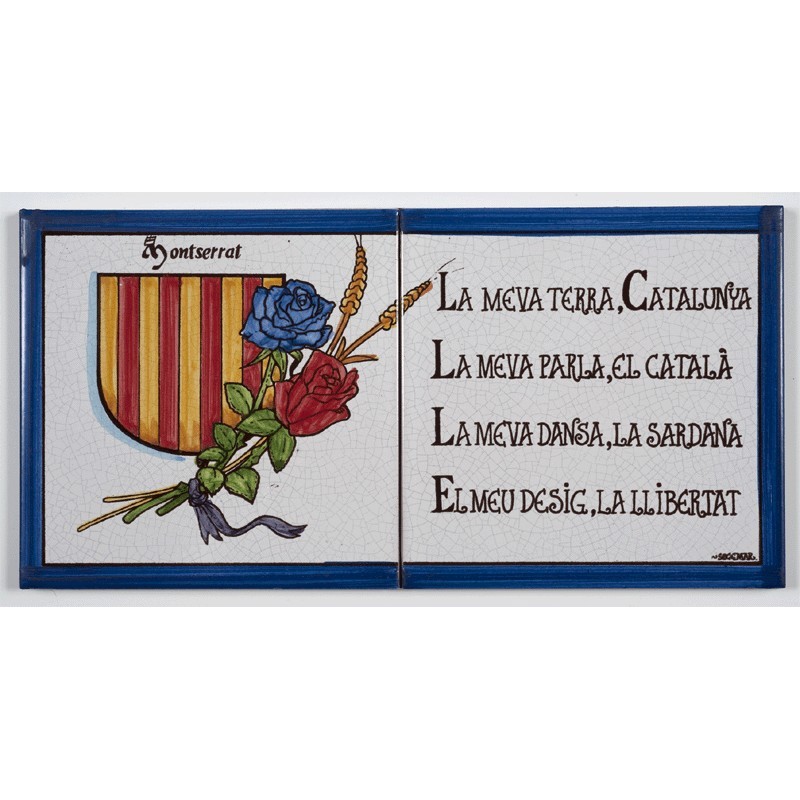 Baldosa Escudo de Cataluña con poema